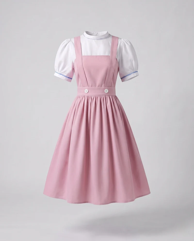Damen Latzkleid im klassischen Karomuster mit knöpfbarem Oberteil Nord Taschen