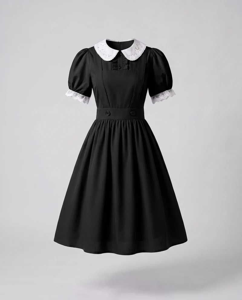 Damen Latzkleid im klassischen Karomuster mit knöpfbarem Oberteil Nord Taschen