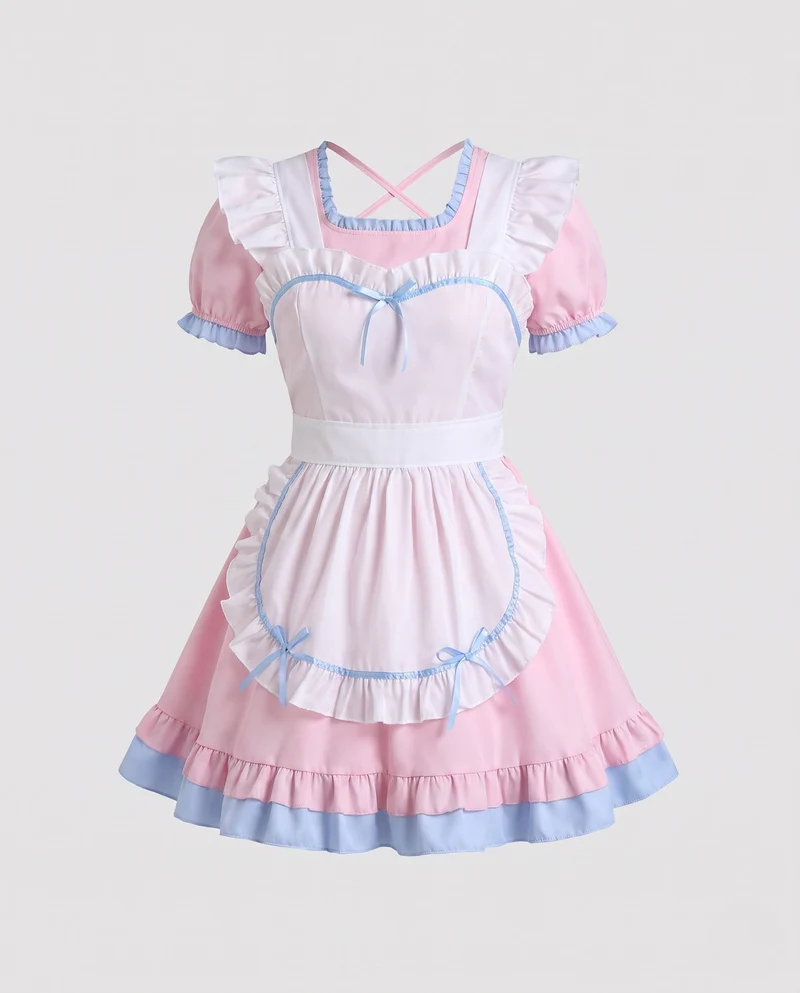Damen lustiges Dienstmädchenkleid mit Rüschendetails und Schürze Nord Taschen
