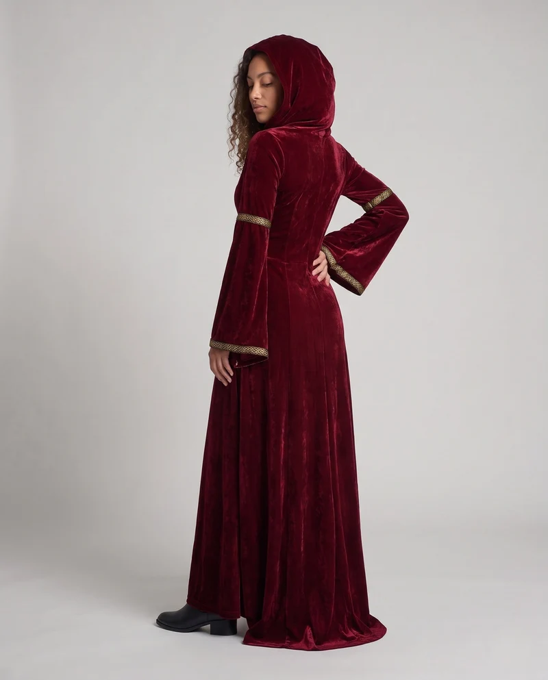 Damen Märchenhafte Robe mit Kapuze und schwingenden Ärmeln Nord Taschen
