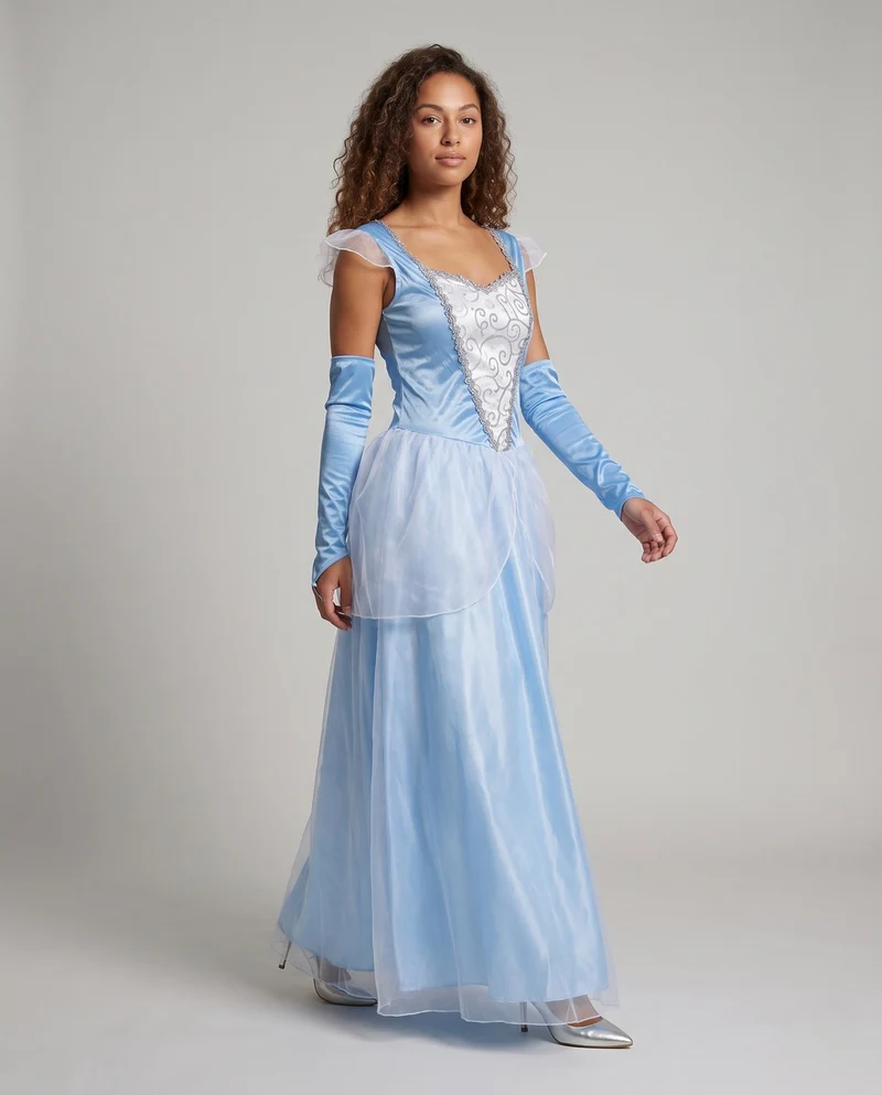 Damen Märchenhaftes Ballkleid mit glitzernden Applikationen und langen Ärmeln Nord Taschen
