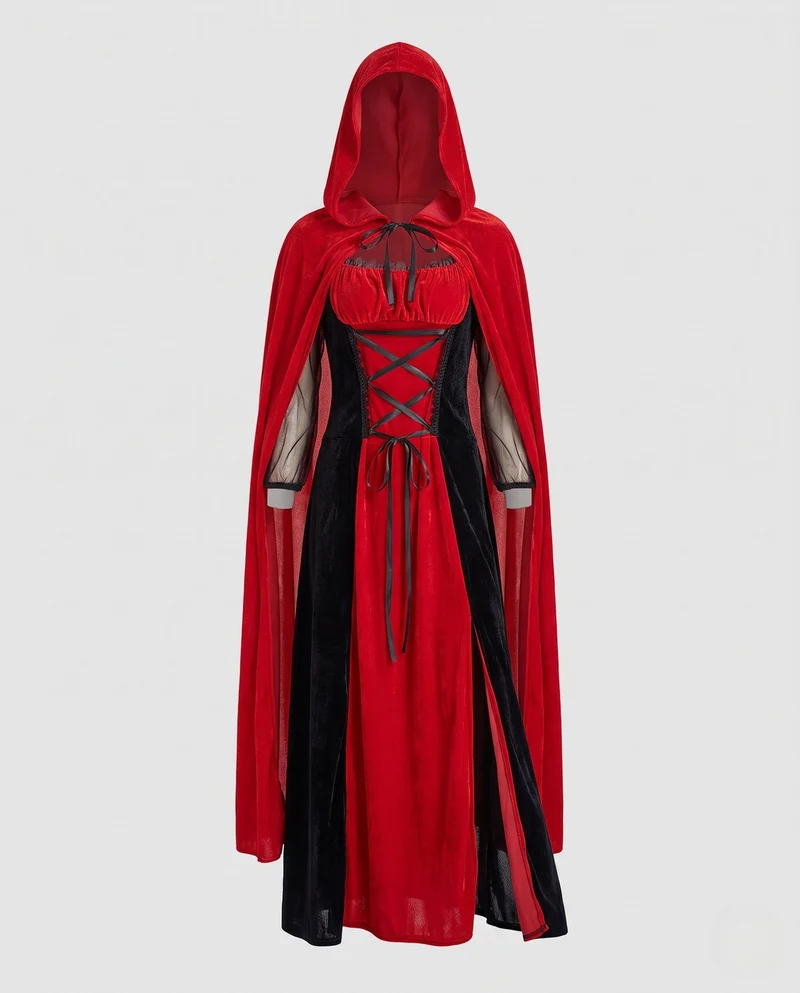 Damen Märchenhaftes Kapuzenkleid mit elegantem Tüll und Rüschendetails Nord Taschen