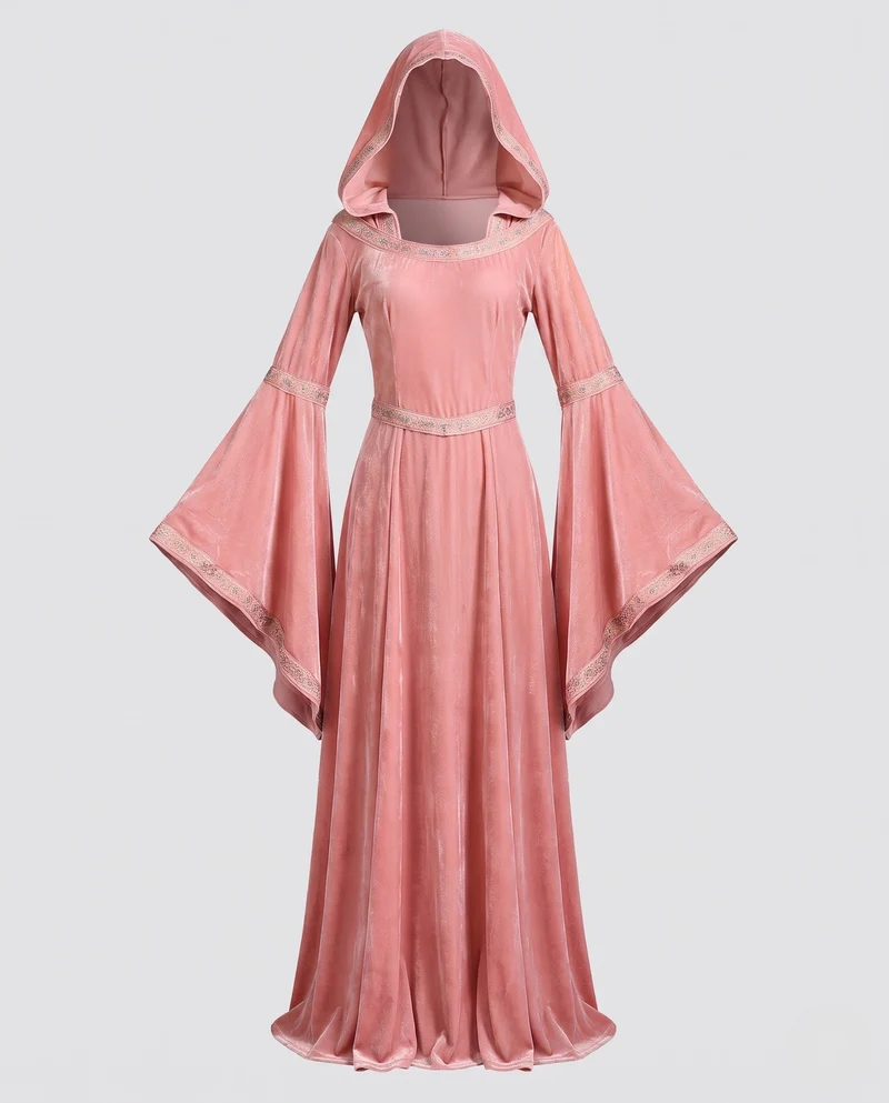 Damen Märchenhaftes Kapuzenkleid mit weit ausgestellten Ärmeln Nord Taschen