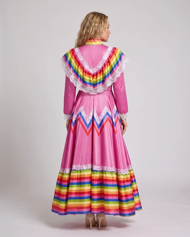 Damen festliches Kleid mit bunten Zierdetails Nord Taschen