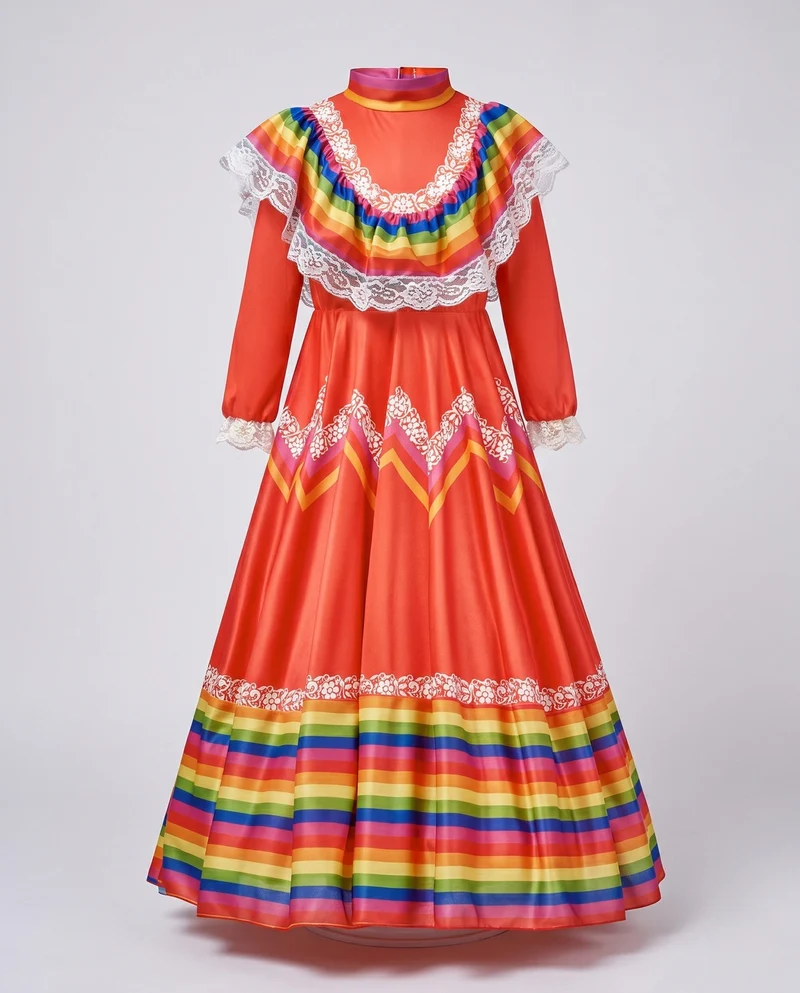 Damen festliches Kleid mit bunten Zierdetails Nord Taschen
