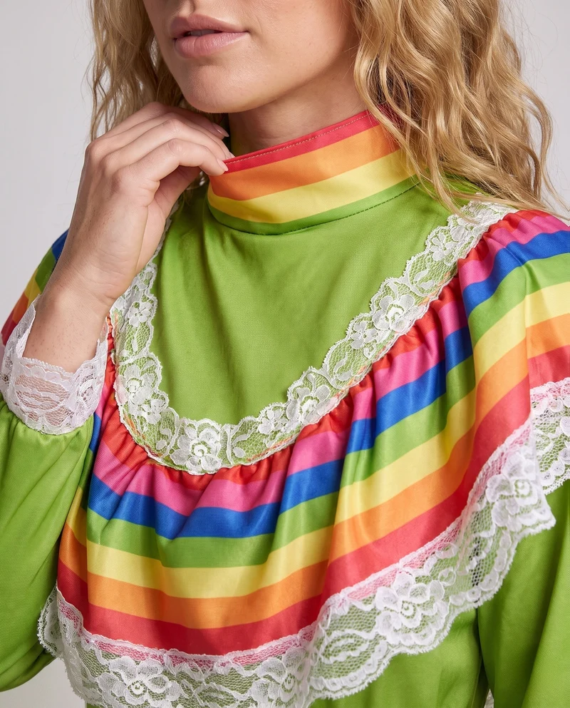 Damen Festliches mexikanisches Kleid mit bunten Akzenten und Spitzenverzierungen Nord Taschen