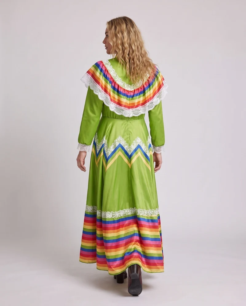 Damen Festliches mexikanisches Kleid mit bunten Akzenten und Spitzenverzierungen Nord Taschen