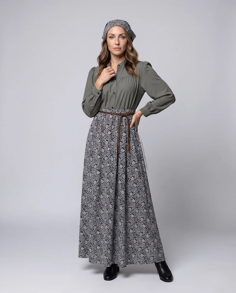 Damen Elegantes Maxikleid mit strukturiertem Oberteil und floralem Rock Nord Taschen
