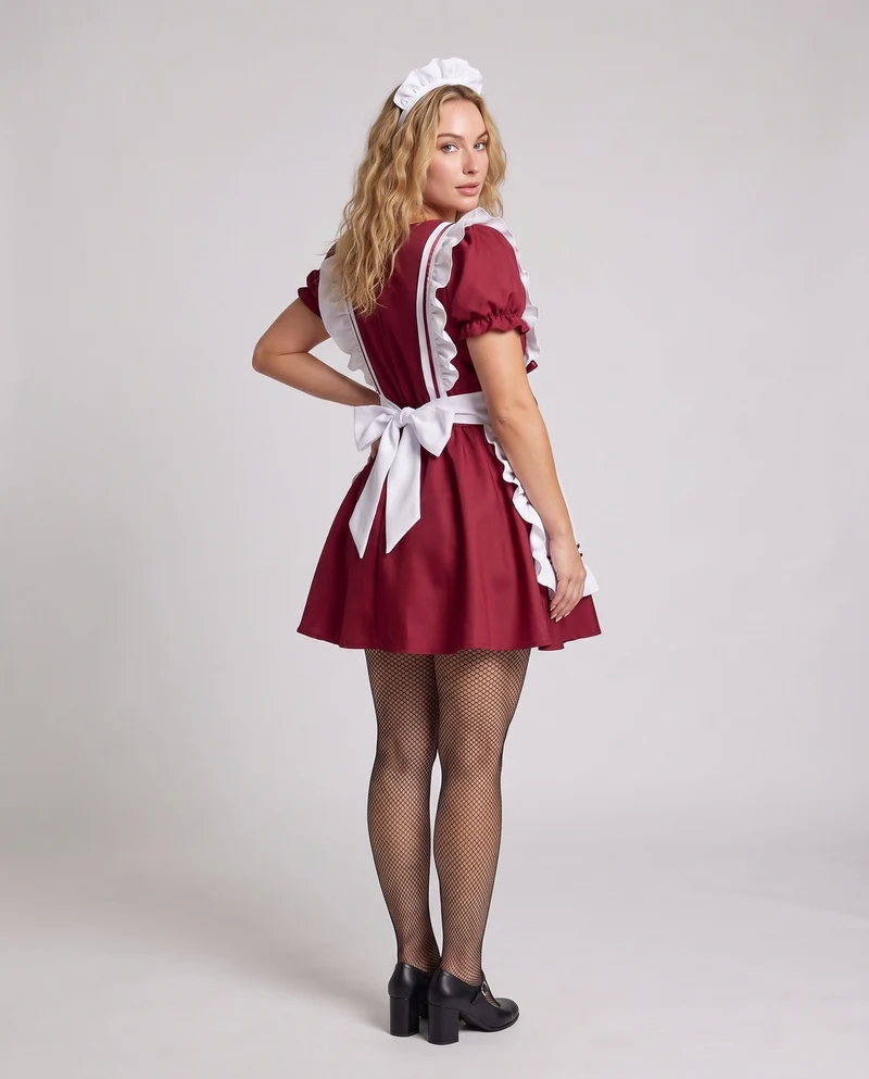 Damen fantasievolles Dienstmädchen-Kostüm mit Rüschen und Satin-Details Nord Taschen