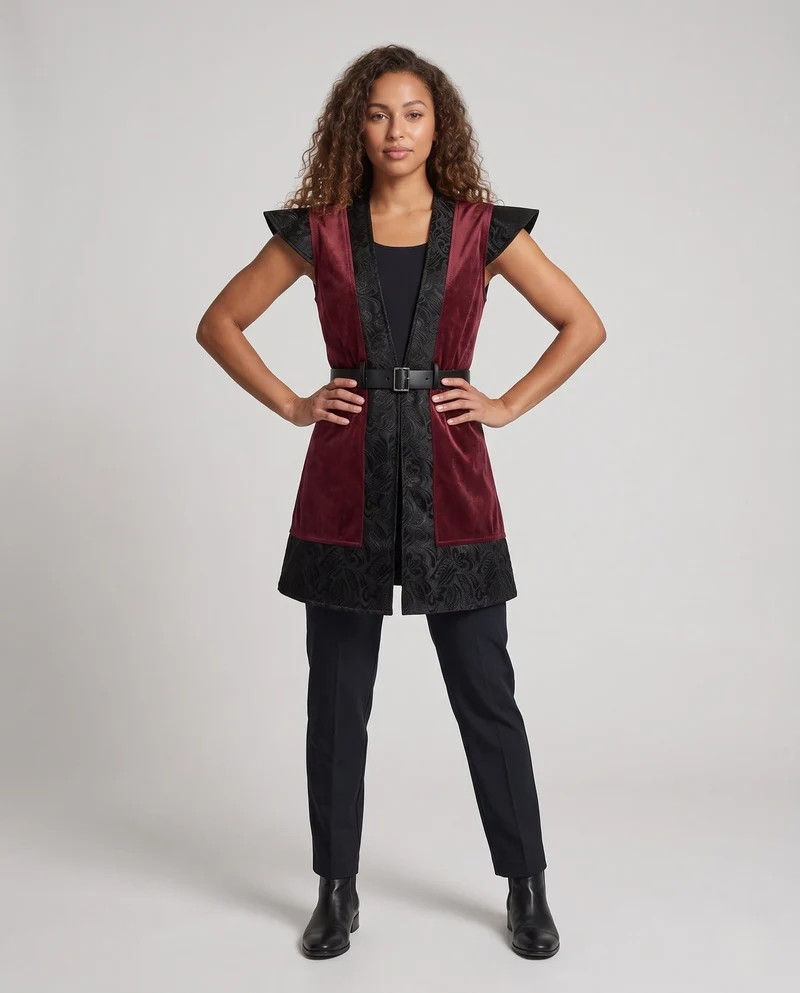 Damen Elegantes Kostümkleid mit kunstvoller Schnürung und stylischem Gürtel Nord Taschen