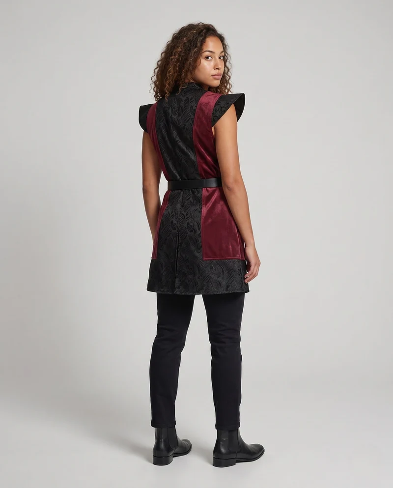Damen Elegantes Kostümkleid mit kunstvoller Schnürung und stylischem Gürtel Nord Taschen