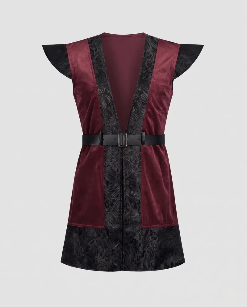 Damen Elegantes Kostümkleid mit kunstvoller Schnürung und stylischem Gürtel Nord Taschen