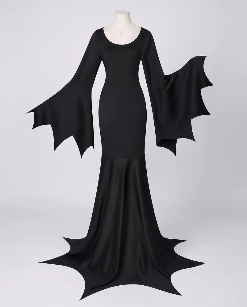 Damen Elegantes Langarm Maxikleid mit schwingendem Saum und weit ausgestellten Ärmeln Nord Taschen