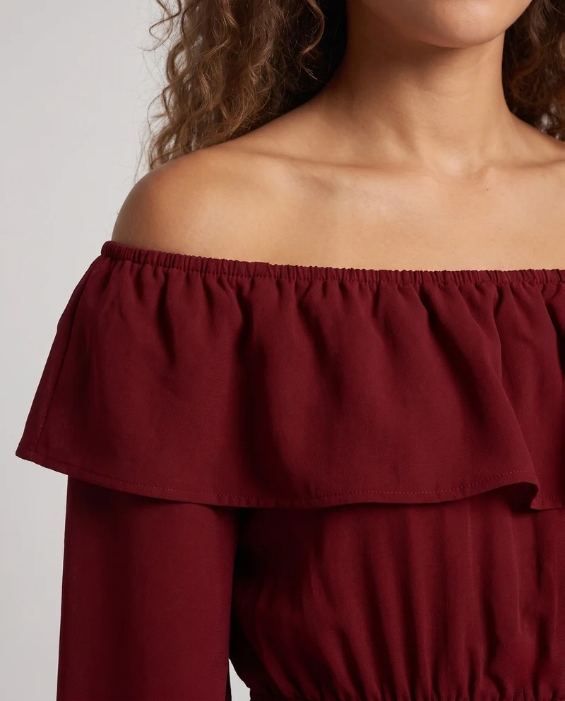 Damen Elegantes Maxikleid mit schickem Wasserfallausschnitt und weiten Ärmeln Nord Taschen