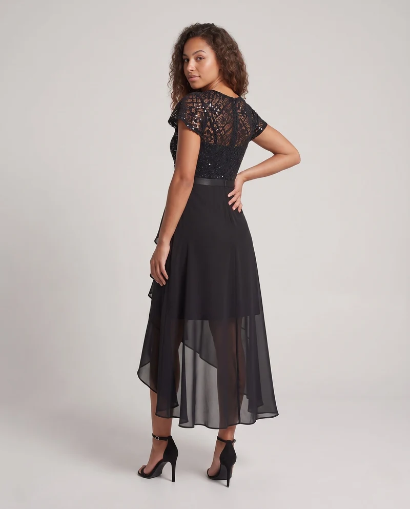 Damen Elegantes Maxikleid mit Spitzenoberteil und Fließendem Saum Nord Taschen