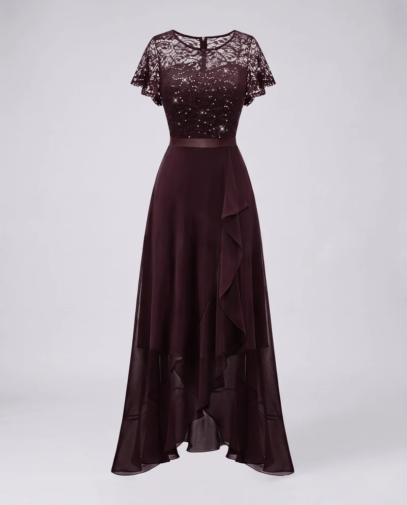 Damen Elegantes Maxikleid mit Spitzenoberteil und Fließendem Saum Nord Taschen
