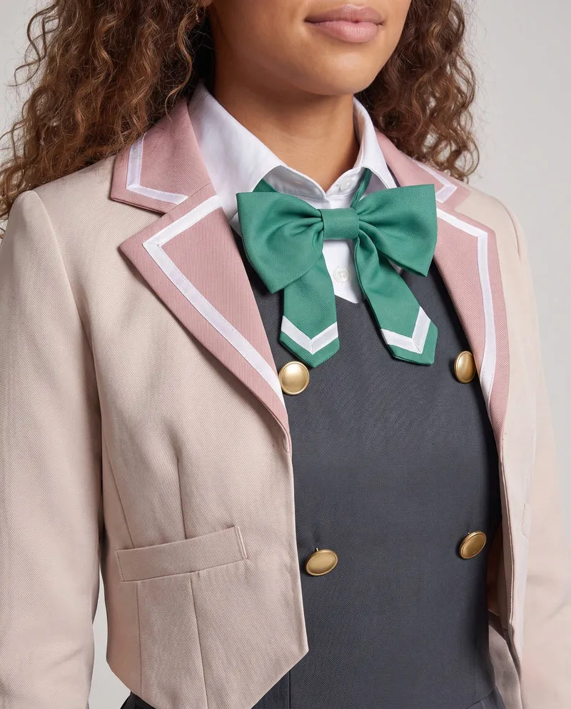 Damen elegantes Schuluniform-Kostümset mit Sakko, Hemd, Weste und Krawatte Nord Taschen