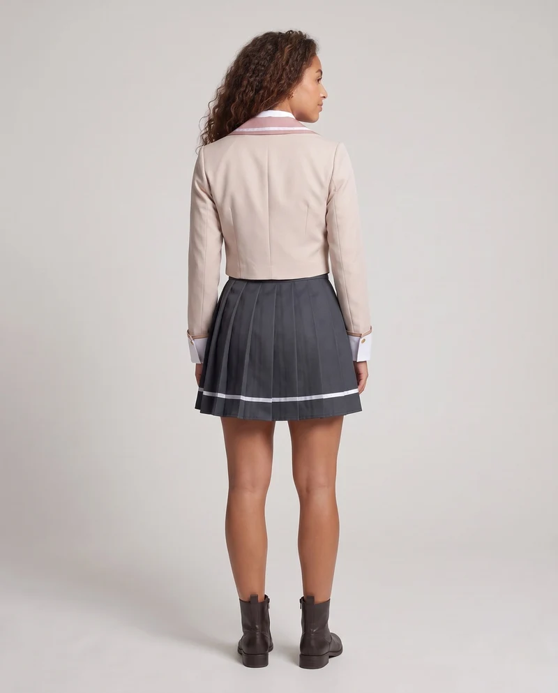 Damen elegantes Schuluniform-Kostümset mit Sakko, Hemd, Weste und Krawatte Nord Taschen