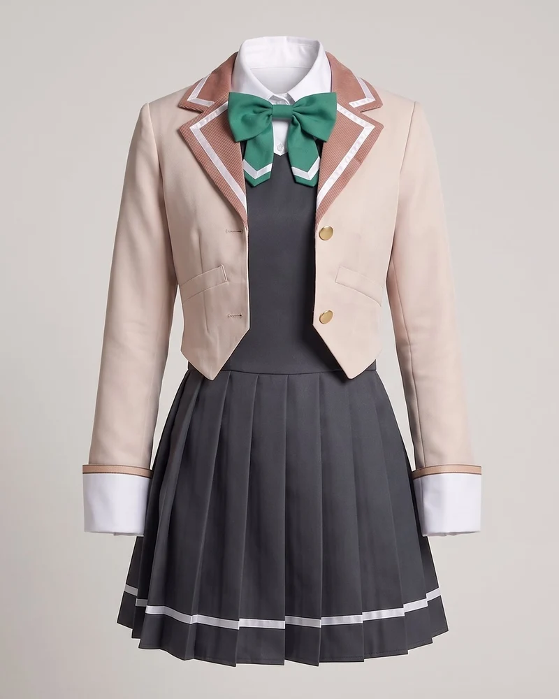 Damen elegantes Schuluniform-Kostümset mit Sakko, Hemd, Weste und Krawatte Nord Taschen