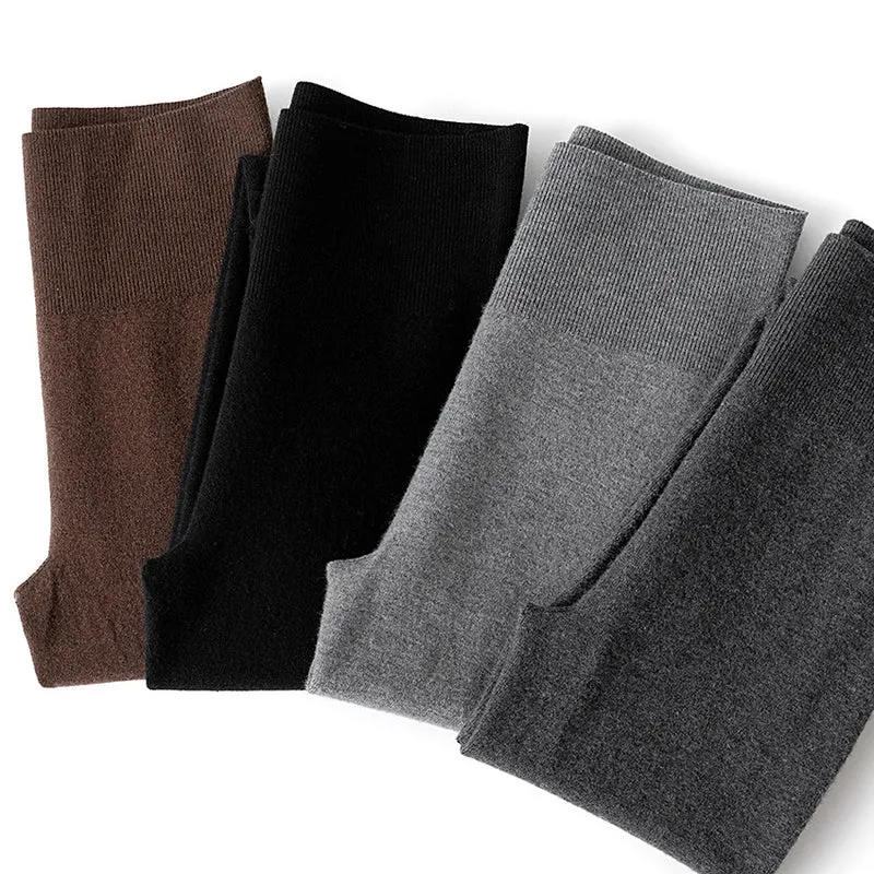 Damen Thermo-Leggings aus Feinstrick mit hohem Bund und Rippbündchen Nord Taschen