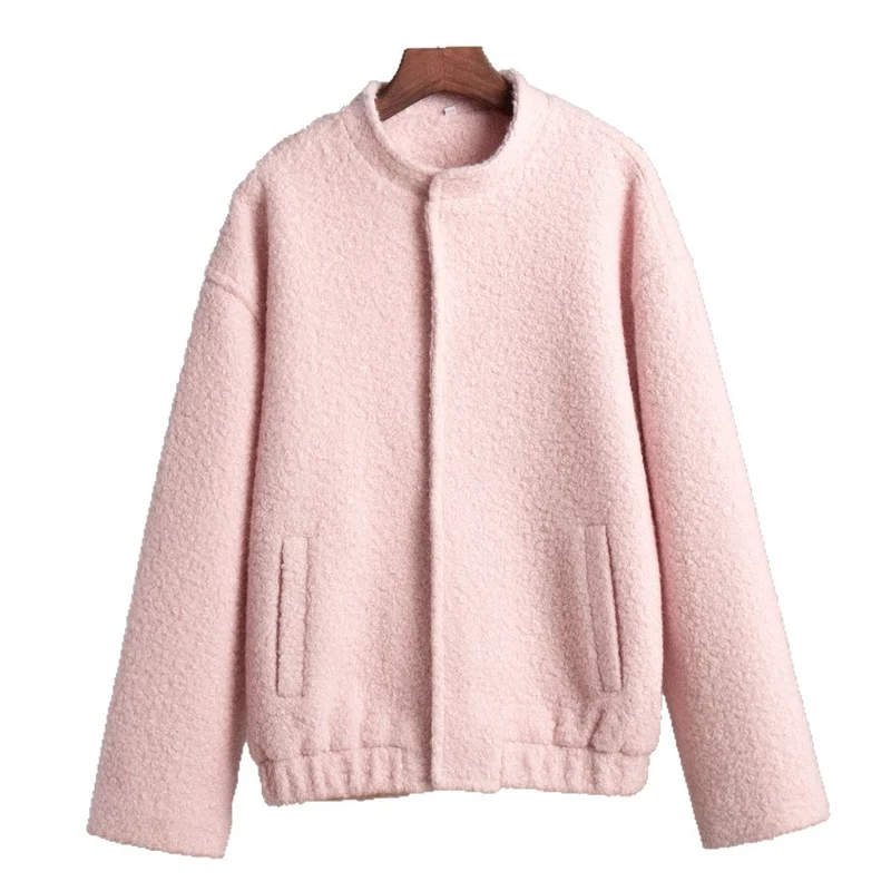 Damen Teddyjacke im Bouclé‑Look mit Rundhals, Oversized‑Passform und Eingrifftaschen Nord Taschen