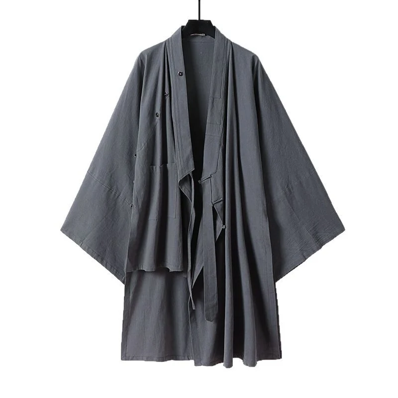 Herren Ärmellose Hanfu-Weste mit offenem Frontschnitt und dekorativem Knebelverschluss Nord Taschen