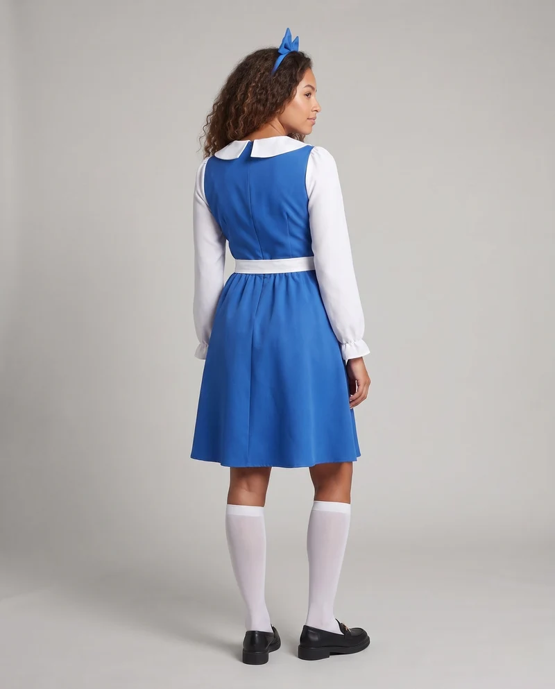 Damen Märchenhaftes Kleid im Alice im Wunderland Stil mit langen Ärmeln und Kragen Nord Taschen