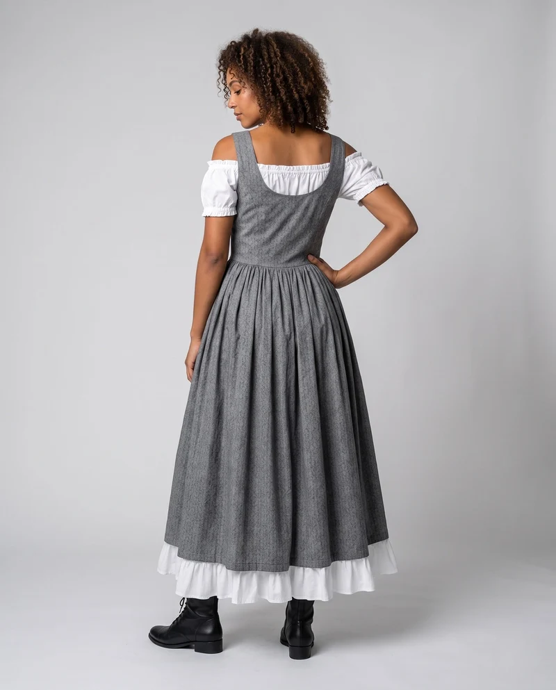 Damen Märchenhaftes Kleid mit langem, fließendem Oberteil Nord Taschen