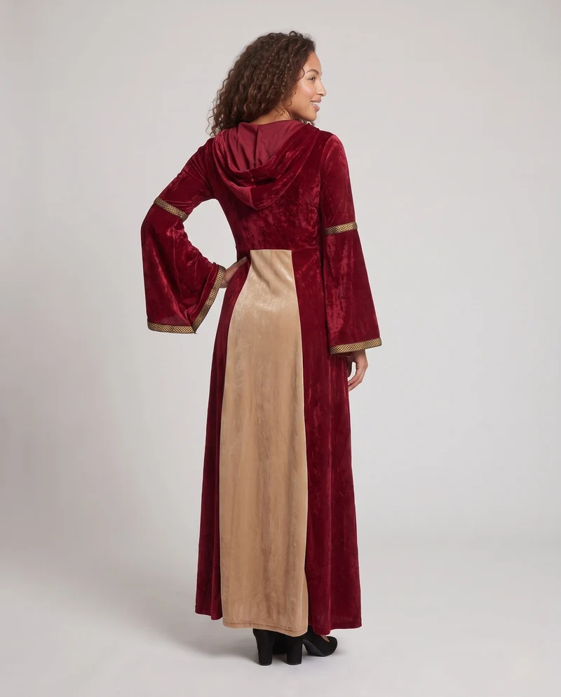 Damen märchenhaftes Kostümkleid mit Kapuze und weiten Ärmeln Nord Taschen