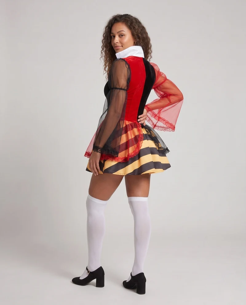 Damen Märchenhaftes Kostümkleid mit Puffärmeln und Rüschen Nord Taschen