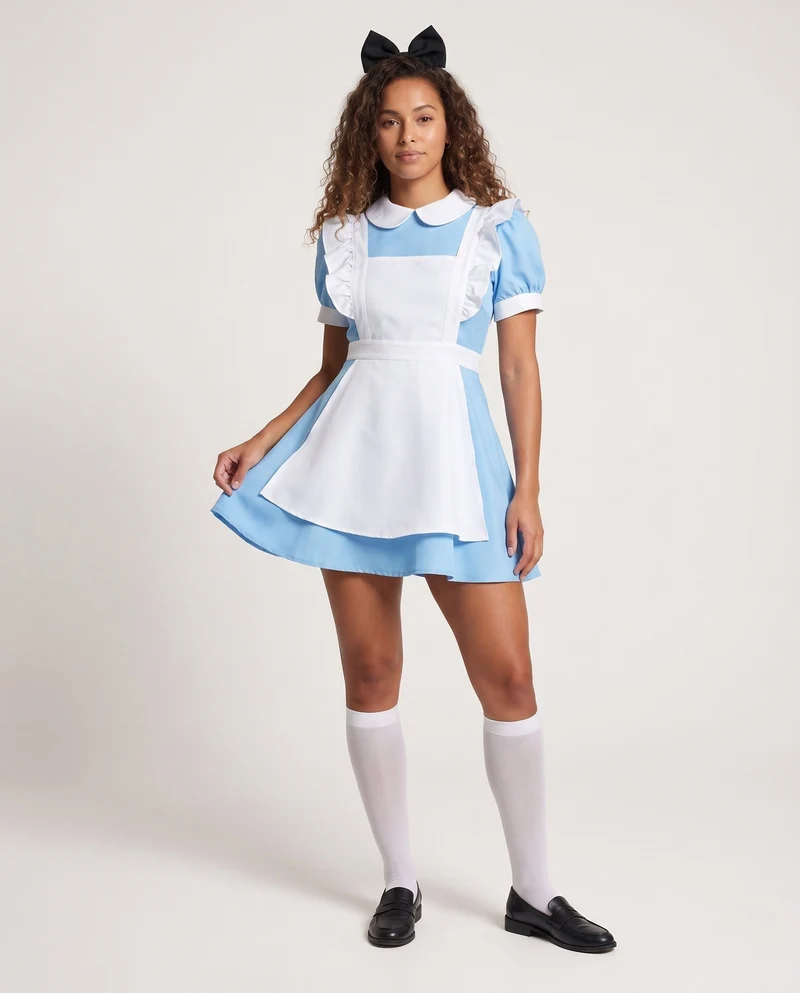 Damen Märchenhaftes Kostümkleid mit Schürze und Puffärmeln Nord Taschen