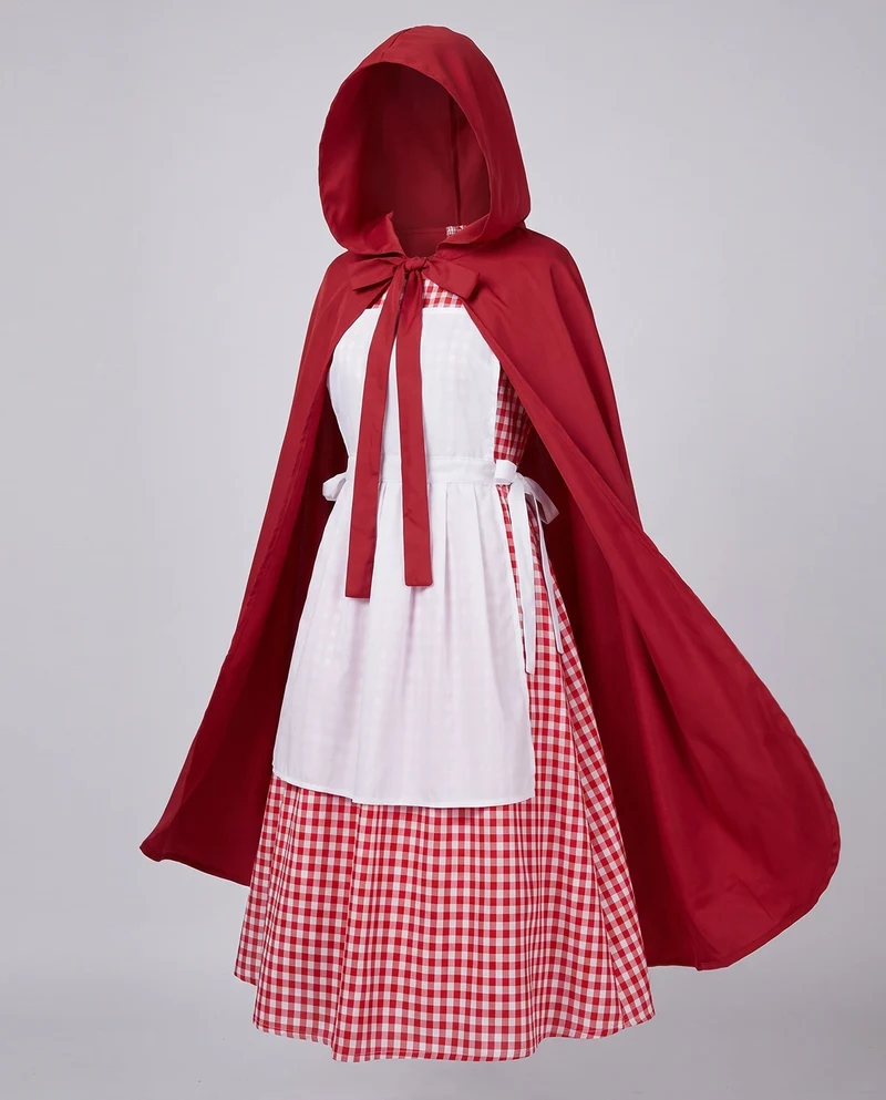 Damen Märchenhaftes Kostüm als Rotkäppchen mit Kapuze und Rüschendetails Nord Taschen