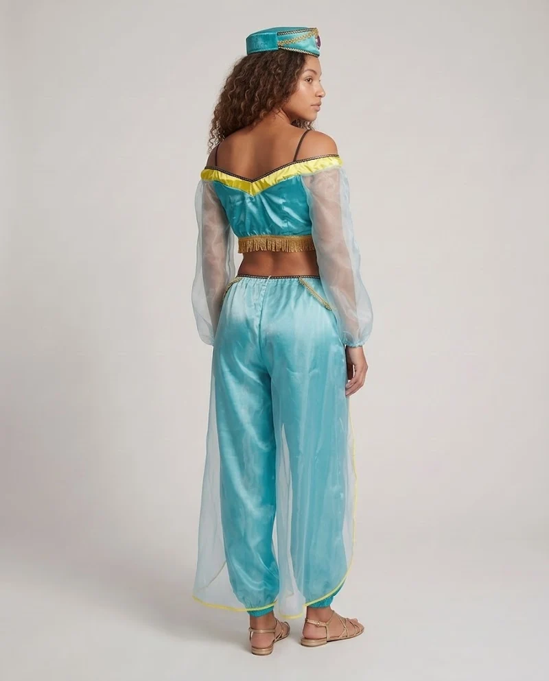 Damen Märchenhaftes orientalisches Kostüm mit transparenten Ärmeln und verzierten Details Nord Taschen