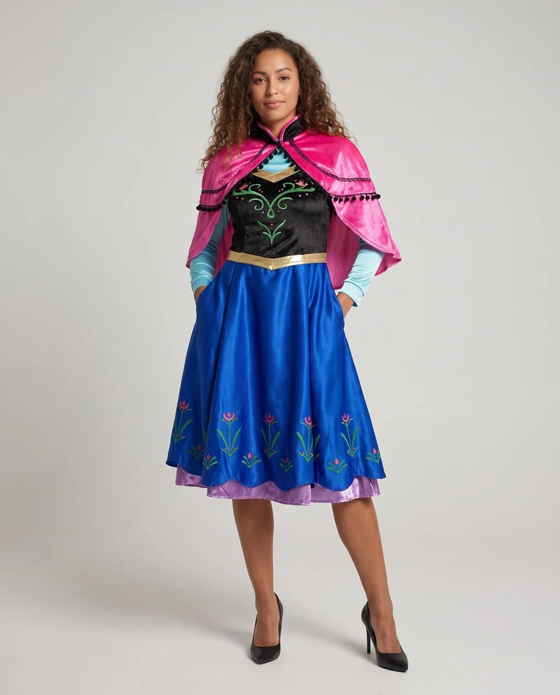 Damen Märchenhaftes Prinzessinnen-Kostüm mit Cape und floralem Design Nord Taschen
