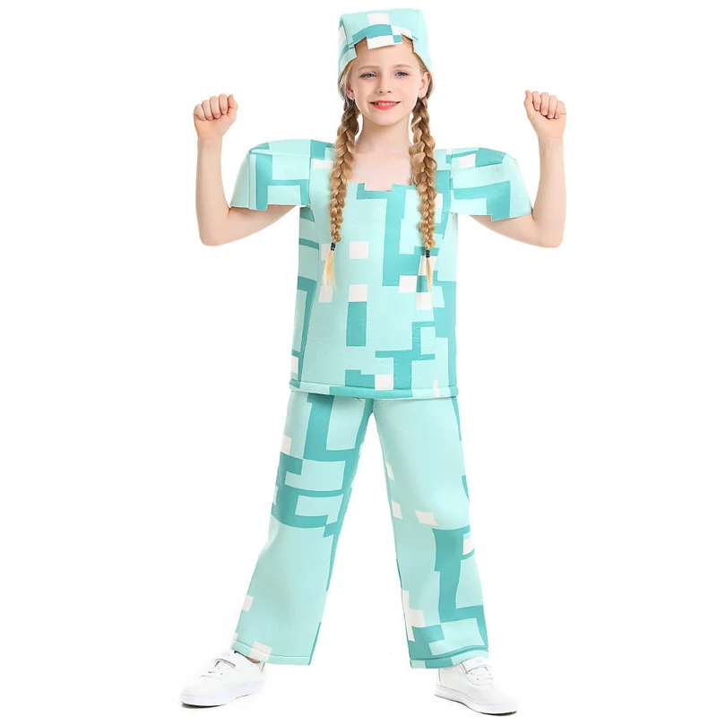 Mädchen Minecraft Kostüm mit geometrischem Muster und lässiger Passform Nord Taschen
