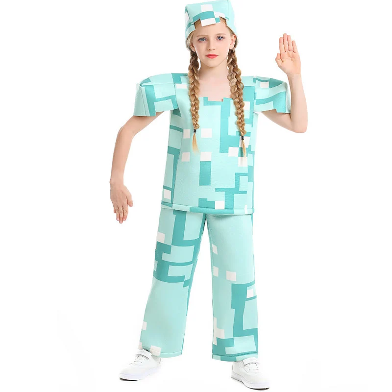 Mädchen Minecraft Kostüm mit geometrischem Muster und lässiger Passform Nord Taschen