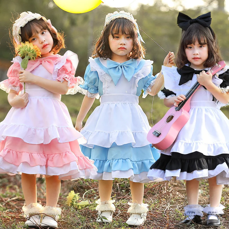 Mädchen niedliches Märchenhaftes Kleid mit Rüschen und Schleifen Nord Taschen
