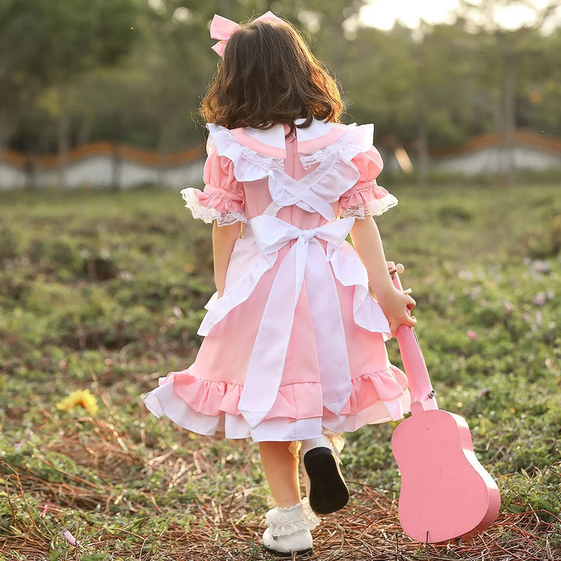 Mädchen niedliches Märchenhaftes Kleid mit Rüschen und Schleifen Nord Taschen