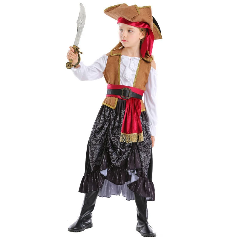 Mädchen Piratenkostüm mit authentischen Accessoires und schwingendem Rock Nord Taschen