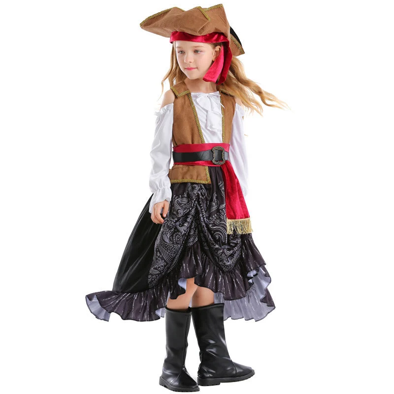 Mädchen Piratenkostüm mit authentischen Accessoires und schwingendem Rock Nord Taschen