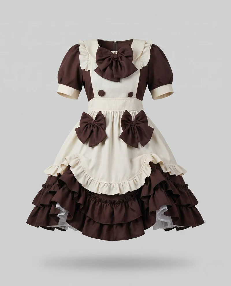 Damen Verspieltes Kleid mit Rüschen und großen Schleifen Nord Taschen