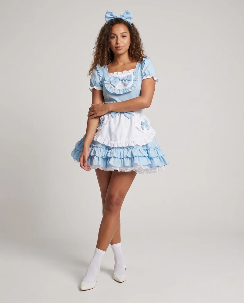 Damen verspieltes Kleid mit Rüschendetails und Schleifen Nord Taschen