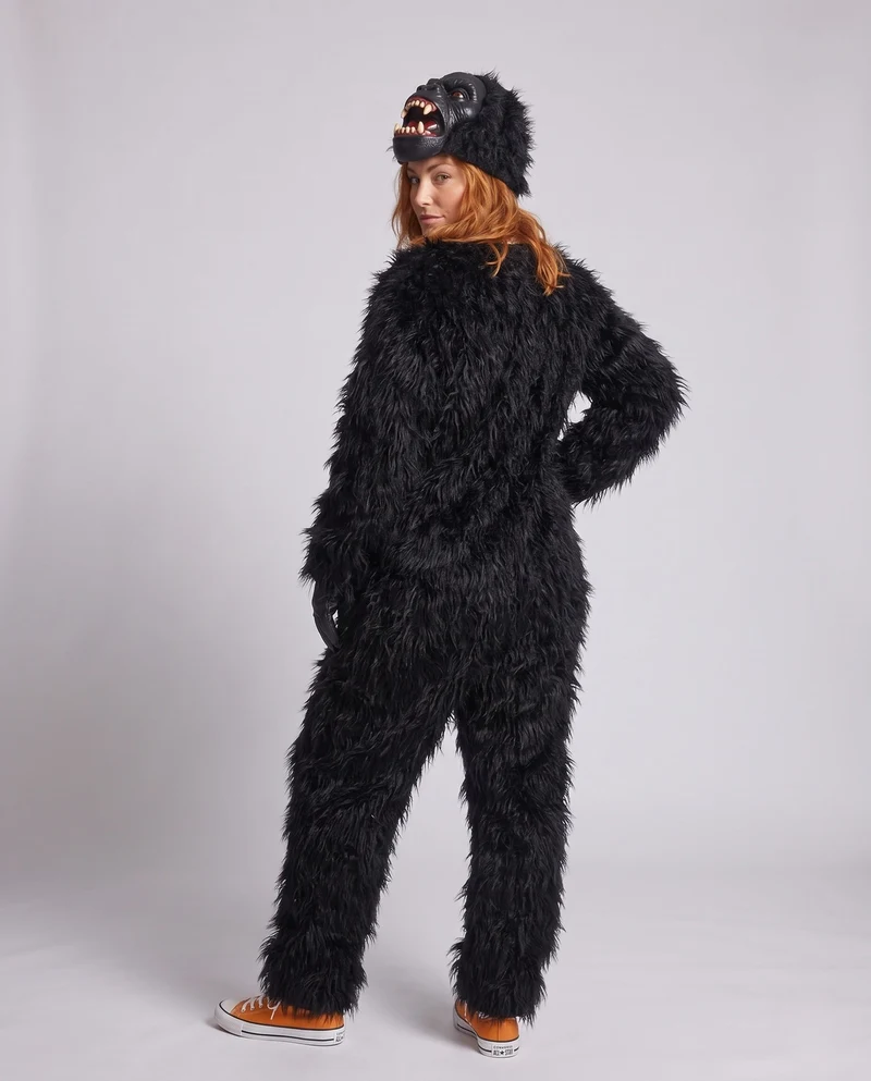 Damen Gorilla Kostüm mit maskierter Kapuze und detailreicher Verarbeitung Nord Taschen