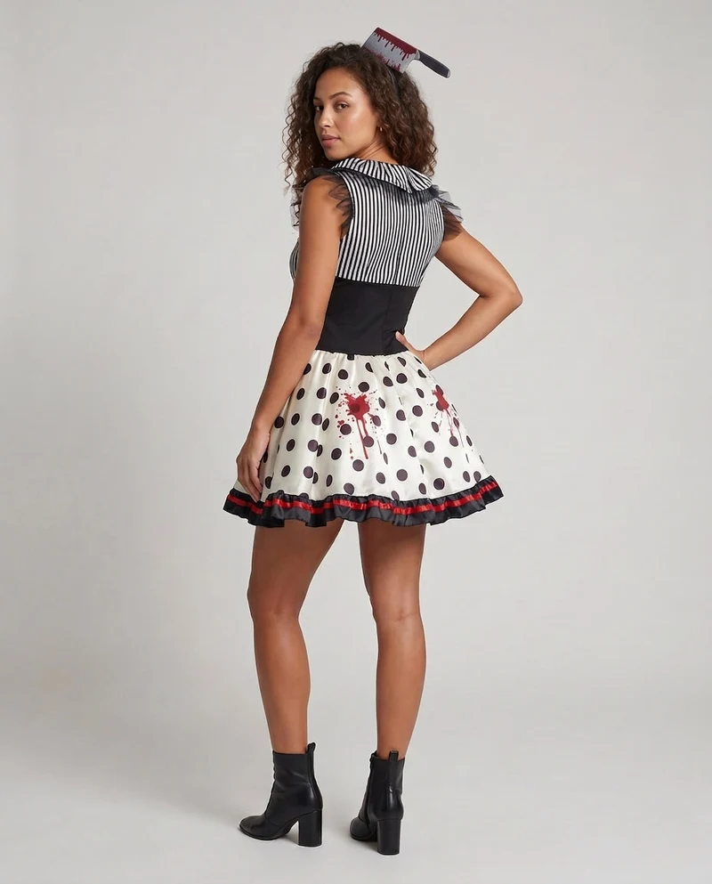 Damen Gruselige Clown-Kleid mit blutigen Akzenten Nord Taschen