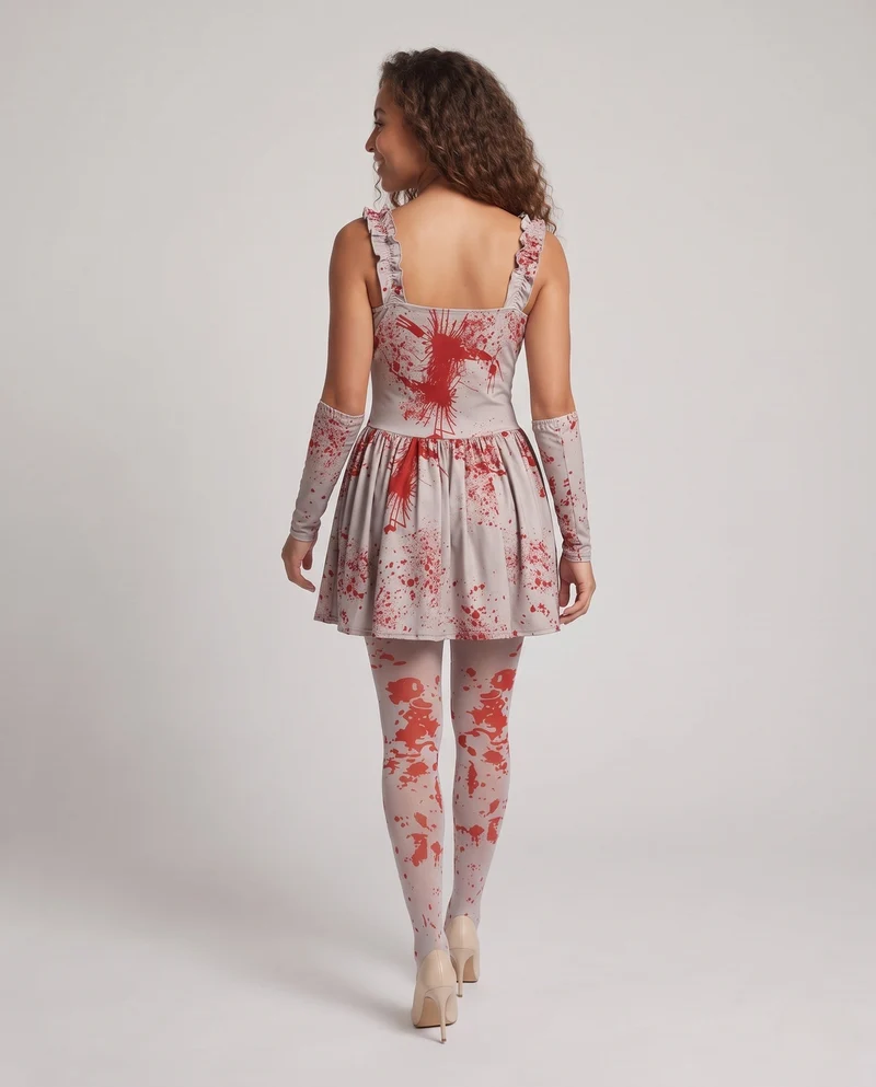 Damen Gruselige Geisterbraut Kleid mit romantischen Akzenten und blutigen Details Nord Taschen