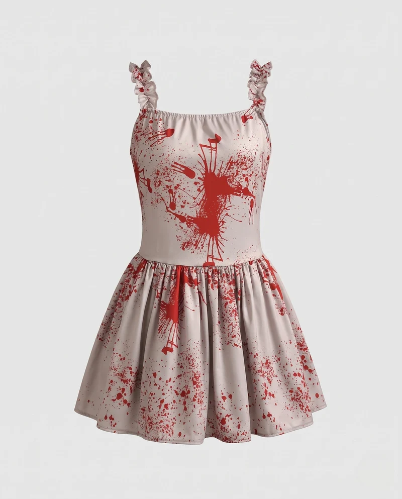 Damen Gruselige Geisterbraut Kleid mit romantischen Akzenten und blutigen Details Nord Taschen