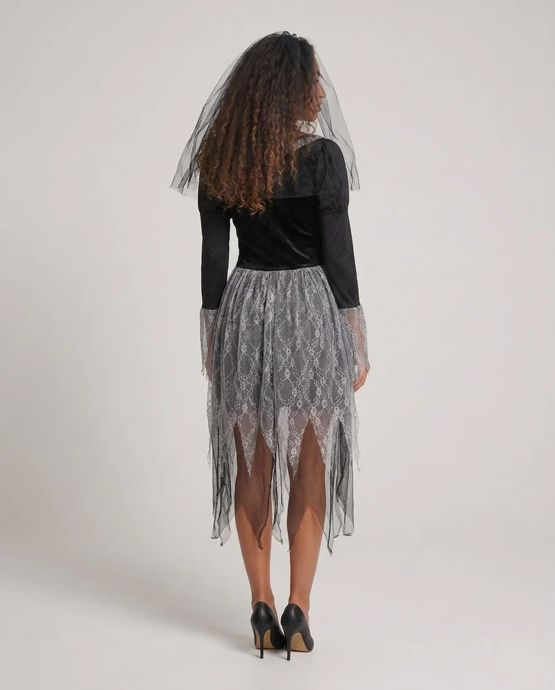 Damen Gruselige Geisterbraut mit detailliertem Spitzen-Skirt Nord Taschen