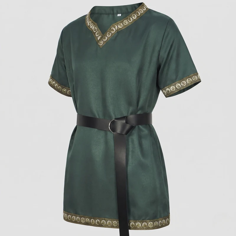Damen Elegantes Tunika-Kleid mit dekorativem Saum und Gürtel Nord Taschen