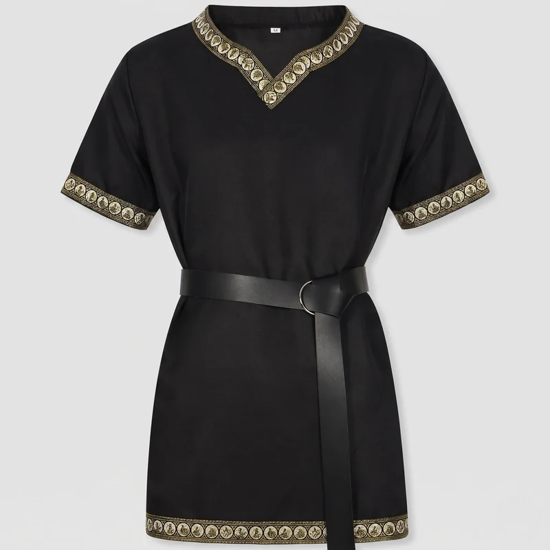 Damen Elegantes Tunika-Kleid mit dekorativem Saum und Gürtel Nord Taschen