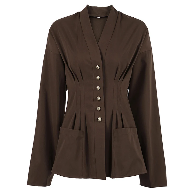 Damen taillierter Korsett-Blazer mit Zierknopfleiste Nord Taschen